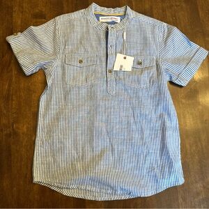 New Minoti Shirt Blue Stripe 7-8yrs India Casual‎ Button School Travel Preppy